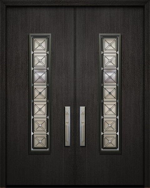 WDMA 64x96 Door (5ft4in by 8ft) Exterior Mahogany 96in Double Malibu Solid Contemporary Door with Speakeasy 1