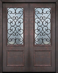 WDMA 64x96 Door (5ft4in by 8ft) Exterior 96in ThermaPlus Steel Palermo 1 Panel 2/3 Lite GBG Double Door 1