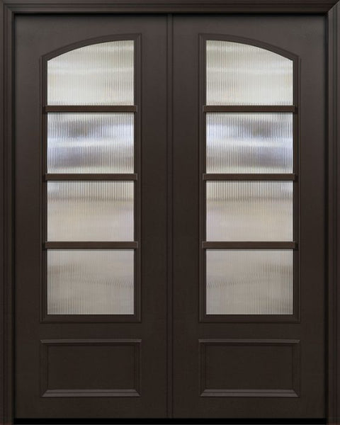 WDMA 64x96 Door (5ft4in by 8ft) Patio 96in ThermaPlus Steel 4 Lite Arch Lite SDL Double Door 1