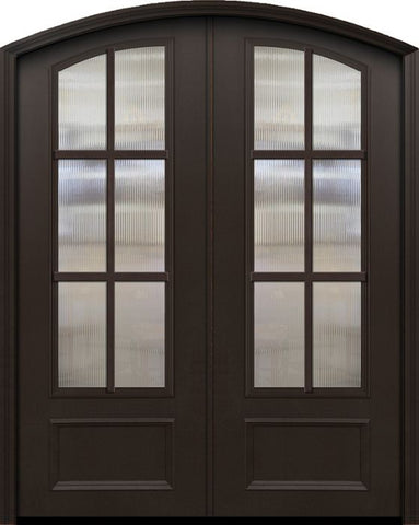 WDMA 64x96 Door (5ft4in by 8ft) French 96in ThermaPlus Steel 6 Lite Arch Top Arch Lite SDL Double Door 1