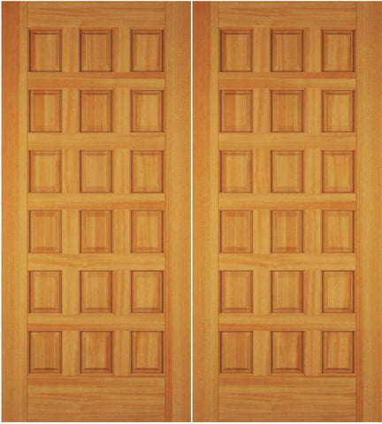 WDMA 68x78 Door (5ft8in by 6ft6in) Exterior Swing Oak Wood 18 Panel Rustic Double Door 1