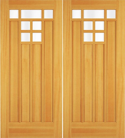 WDMA 68x78 Door (5ft8in by 6ft6in) Exterior Swing Hemlock Wood Top View Double Door 1