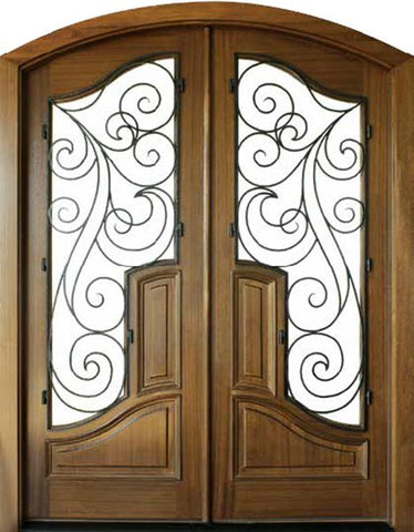 WDMA 68x78 Door (5ft8in by 6ft6in) Exterior Mahogany Hampshire Impact Double Door/Arch Top Renaissance 1