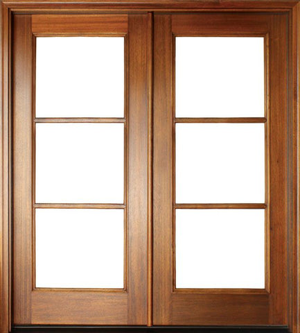 WDMA 68x78 Door (5ft8in by 6ft6in) Patio Mahogany Full View SDL 3 Lite Impact Double Door 1-3/4 Thick 1