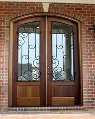 WDMA 68x78 Door (5ft8in by 6ft6in) Exterior Mahogany Tiffany Westwood Double Door/Arch Top 2