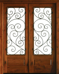 WDMA 68x78 Door (5ft8in by 6ft6in) Exterior Knotty Alder Oconee Burlwood Double Door 1