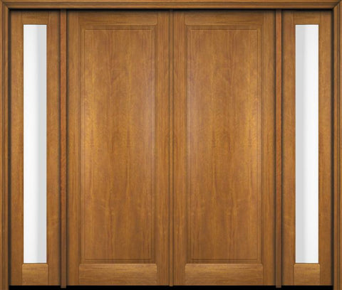 WDMA 68x78 Door (5ft8in by 6ft6in) Exterior Swing Mahogany Full Raised Panel Solid Double Entry Door Sidelights 1