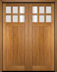 WDMA 68x78 Door (5ft8in by 6ft6in) Interior Swing Mahogany 6 Lite Craftsman Exterior or Double Door 1