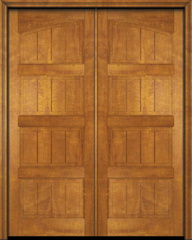 WDMA 68x80 Door (5ft8in by 6ft8in) Interior Swing Mahogany 4 Panel V-Grooved Plank Rustic-Old World Exterior or Double Door 1