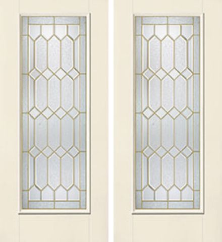 WDMA 68x80 Door (5ft8in by 6ft8in) Exterior Smooth CrystallineTM Full Lite W/ Stile Lines Star Double Door 1