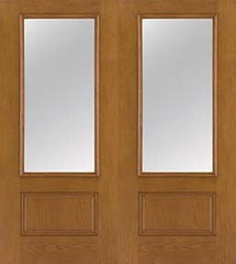 WDMA 68x80 Door (5ft8in by 6ft8in) French Oak Fiberglass Impact Door 3/4 Lite Clear 6ft8in Double 1