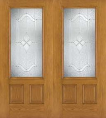 WDMA 68x80 Door (5ft8in by 6ft8in) Exterior Oak Fiberglass Impact Door 3/4 Lite Concorde 6ft8in Double 1