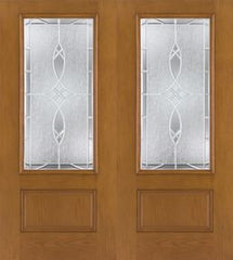 WDMA 68x80 Door (5ft8in by 6ft8in) Exterior Oak Fiberglass Impact Door 3/4 Lite Blackstone 6ft8in Double 1