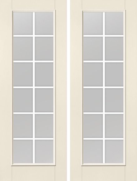 WDMA 68x96 Door (5ft8in by 8ft) Patio Smooth F-Grille Colonial 12 Lite 8ft Full Lite W/ Stile Lines Star Double Door 1