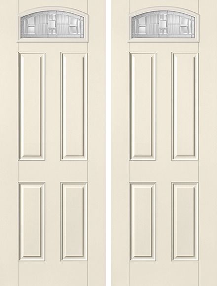 WDMA 68x96 Door (5ft8in by 8ft) Exterior Smooth SaratogaTM 8ft Camber Top Lite 4 Panel Star Double Door 1