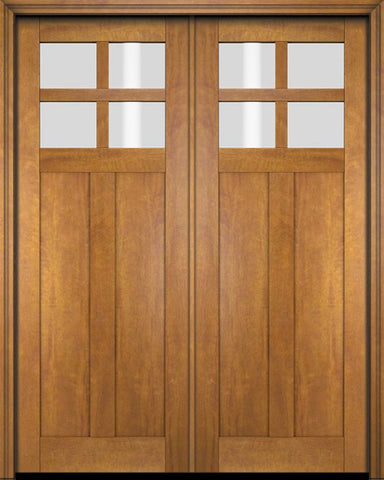 WDMA 70x80 Door (5ft10in by 6ft8in) Exterior Barn Mahogany 4 Lite Craftsman or Interior Double Door 1