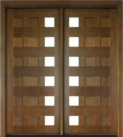 WDMA 72x108 Door (6ft by 9ft) Exterior Mahogany Milan 12 Panel 6 Lite Impact Double Door 1