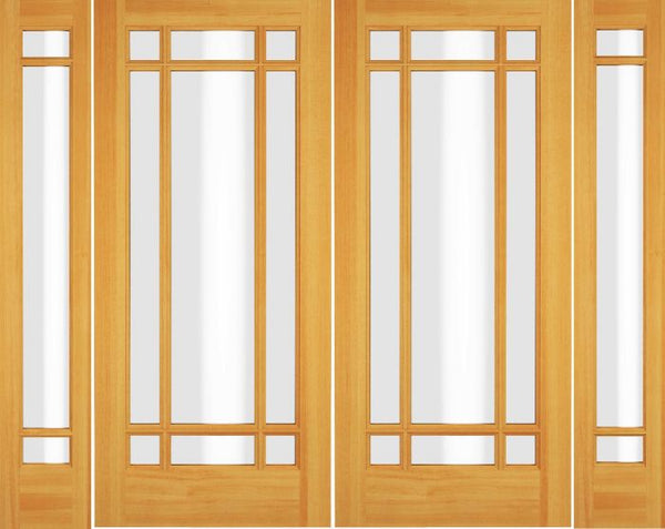 WDMA 72x80 Door (6ft by 6ft8in) Exterior Swing Alder Wood Full Lite Prairie Arts and Craft Double Door / 2 Sidelight 1