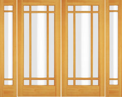 WDMA 72x80 Door (6ft by 6ft8in) Exterior Swing Alder Wood Full Lite Prairie Arts and Craft Double Door / 2 Sidelight 1