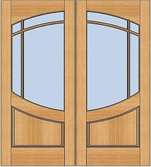 WDMA 72x80 Door (6ft by 6ft8in) Exterior Swing Walnut Wood 3/4 Lite Arch Lite Paririe Double Door 1