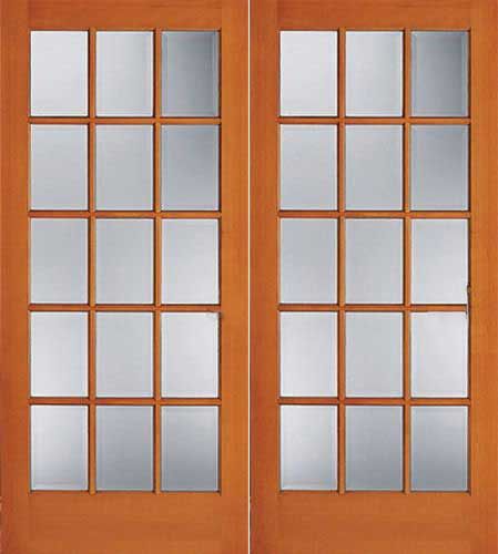 WDMA 72x84 Door (6ft by 7ft) Exterior Fir 1515 15-Lite Double Door 1