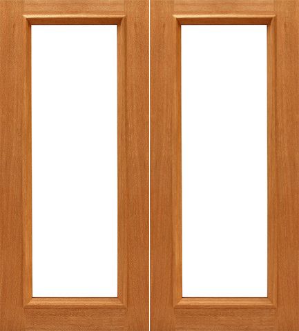 WDMA 72x84 Door (6ft by 7ft) French Mahogany 1-lite-R/M Patio Brazilian Wood Raised Moulding IG Glass Double Door 1