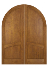 WDMA 72x84 Door (6ft by 7ft) Exterior Swing Mahogany 2/3 Round Top 2 Panel Solid Transitional Home Style or Interior Double Door 2