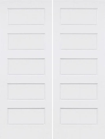 WDMA 72x96 Door (6ft by 8ft) Interior Barn Smooth 96in Conmore 5 Panel Shaker Solid Core Double Door|1-3/4in Thick 1