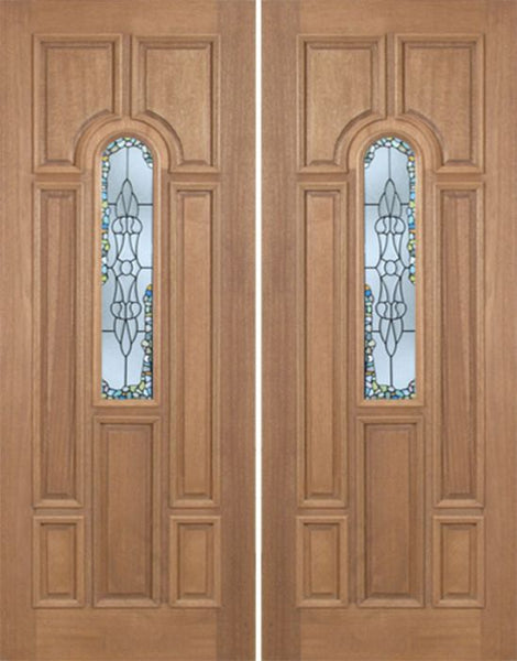 WDMA 72x96 Door (6ft by 8ft) Exterior Mahogany Revis Double Door w/ Tiffany Glass - 8ft Tall 1