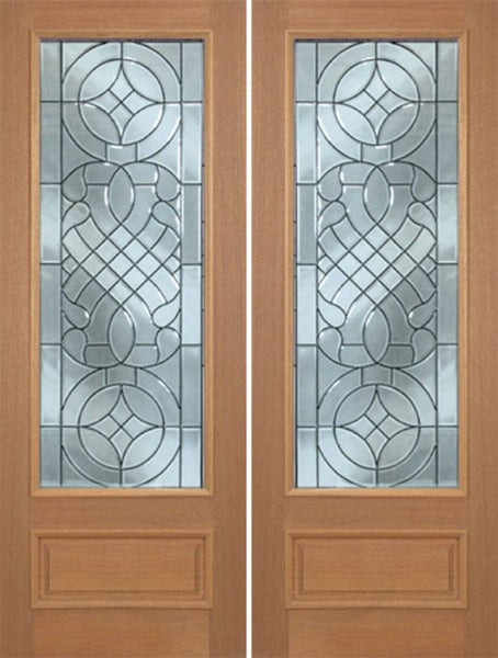 WDMA 72x96 Door (6ft by 8ft) Exterior Mahogany Livingston Double Door w/ D Glass - 8ft Tall 1