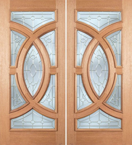 WDMA 72x96 Door (6ft by 8ft) Exterior Mahogany Crescendo Double Door w/ A Glass 1