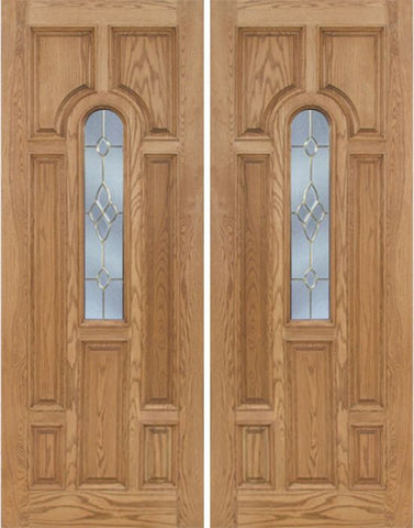 WDMA 72x96 Door (6ft by 8ft) Exterior Oak Carrick Double Door w/ C Glass - 8ft Tall 1