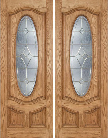 WDMA 72x96 Door (6ft by 8ft) Exterior Oak Dally Double Door w/ A Glass - 8ft Tall 1