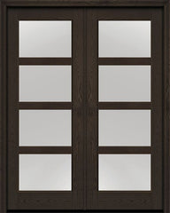 WDMA 72x96 Door (6ft by 8ft) Exterior Oak 4 Lite 8ft0in Full Lite Flush-Glazed Fiberglass Double Door 1