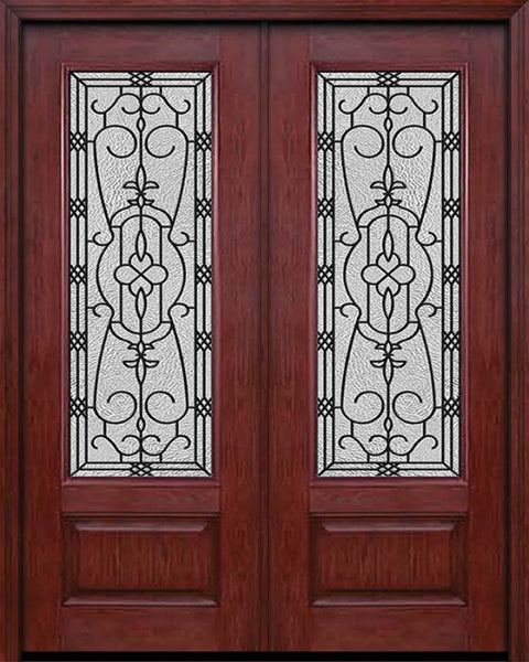 WDMA 72x96 Door (6ft by 8ft) Exterior Cherry 96in 3/4 Lite Double Entry Door Jacinto Glass 1