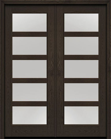 WDMA 72x96 Door (6ft by 8ft) Exterior Oak 5 Lite 8ft0in Full Lite Flush-Glazed Fiberglass Double Door 1