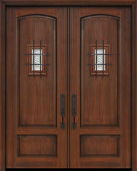 WDMA 72x96 Door (6ft by 8ft) Exterior Cherry Pro 96in Double 2 Panel Arch Door with Speakeasy 1