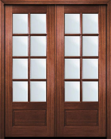 WDMA 72x96 Door (6ft by 8ft) French Mahogany 96in Double 8 Lite TDL DoorCraft Door w/Bevel IG 1