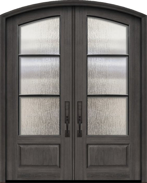 WDMA 72x96 Door (6ft by 8ft) Exterior Mahogany 36in x 96in Double Arch Top 3 Lite SDL DoorCraft Door 1