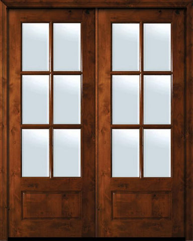 WDMA 72x96 Door (6ft by 8ft) Patio Knotty Alder 36in x 96in Double 6 Lite TDL Estancia Alder Door w/Bevel IG 1