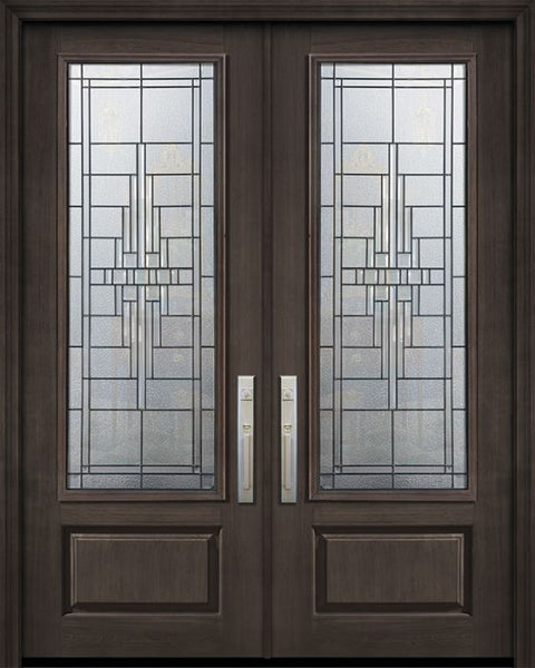 WDMA 72x96 Door (6ft by 8ft) Exterior Cherry Pro 96in Double 1 Panel 3/4 Lite Remington Door 1