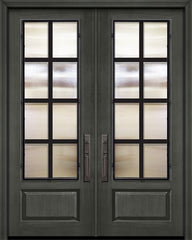 WDMA 72x96 Door (6ft by 8ft) Exterior Cherry Pro 96in Double 1 Panel 3/4 Lite Minimal Steel Grille Door 1