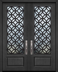 WDMA 72x96 Door (6ft by 8ft) Exterior Cherry Pro 96in Double 1 Panel 3/4 Lite Eclectic Steel Grille Door 1