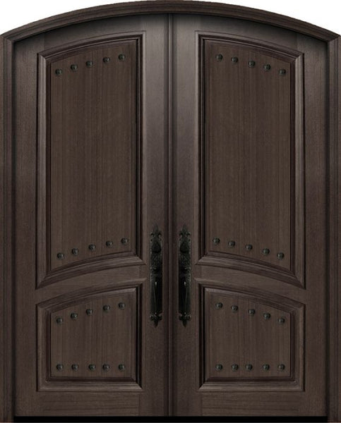 WDMA 72x96 Door (6ft by 8ft) Exterior Mahogany 36in x 96in Double Arch Top 2 Panel Portobello Door with Clavos 1