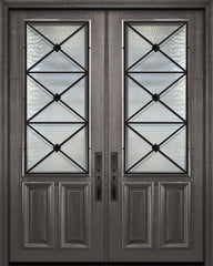 WDMA 72x96 Door (6ft by 8ft) Exterior Mahogany 36in x 96in Double 2/3 Lite Republic Portobello Door 1