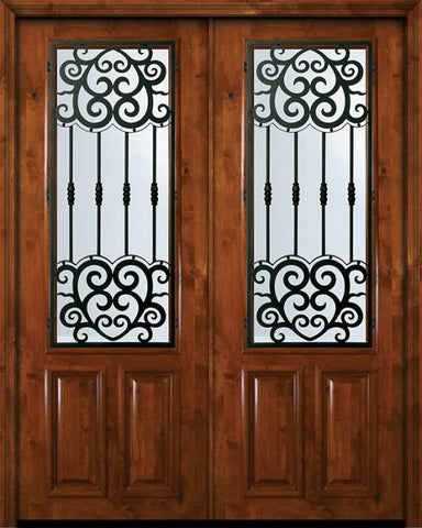 WDMA 72x96 Door (6ft by 8ft) Exterior Knotty Alder 36in x 96in Double 2/3 Lite Barcelona Alder Door 1