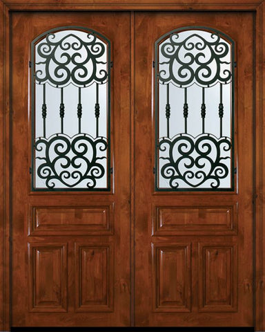 WDMA 72x96 Door (6ft by 8ft) Exterior Knotty Alder 36in x 96in Double Arch Lite Barcelona Alder Door 1