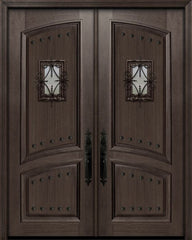 WDMA 72x96 Door (6ft by 8ft) Exterior Mahogany 36in x 96in Double Square Top Arch 2 Panel Portobello Door with Speakeasy / Clavos 1