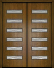 WDMA 72x96 Door (6ft by 8ft) Exterior Mahogany 36in x 96in Double Beverly Contemporary Door w/Metal Grid 1