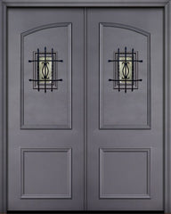 WDMA 72x96 Door (6ft by 8ft) Exterior 96in ThermaPlus Steel 2 Panel Square Top Double Door with Speakeasy 1